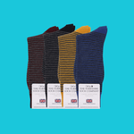 Harewood Fine Stripe Luxury Merino Everyday Socks - 4 Pair Bundle (£14 per pair)