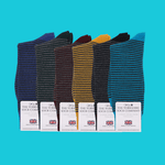Harewood Fine Stripe Luxury Merino Everyday Socks - 6 Pair Bundle (£14 per pair)