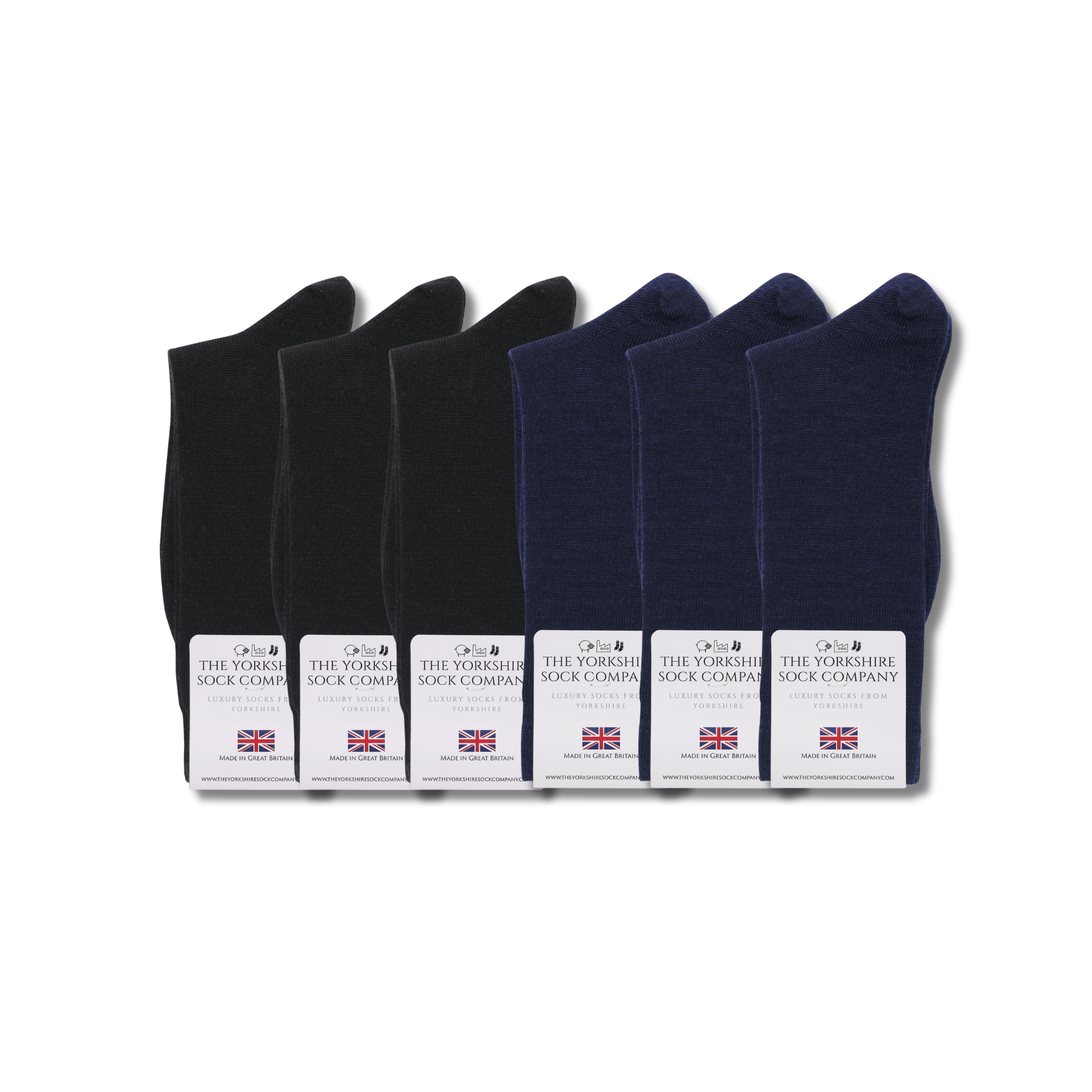 Duchy Everyday Merino Socks - 6 Pair Bundle Black (£12 per pair)
