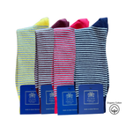 Follifoot Fine Stripe Cotton Socks - 4 Pair Bundle