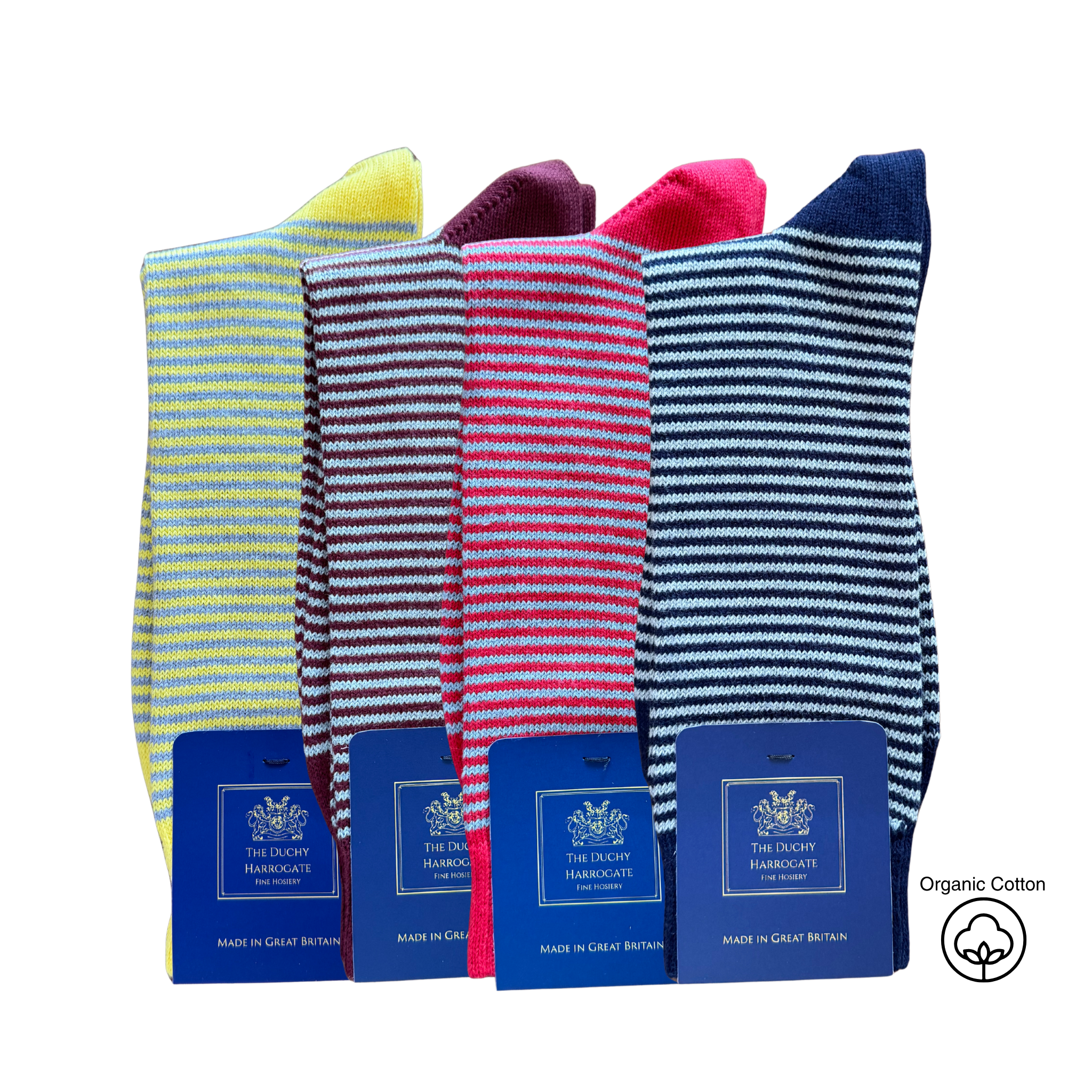 Follifoot Fine Stripe Cotton Socks - 4 Pair Bundle