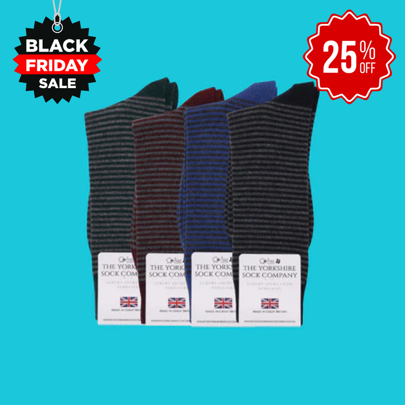 Harewood Fine Stripe Luxury Merino Everyday Socks - 4 Pair Bundle (2)