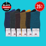 Harewood Fine Stripe Luxury Merino Everyday Socks - 6 Pair Bundle (£14 per pair)