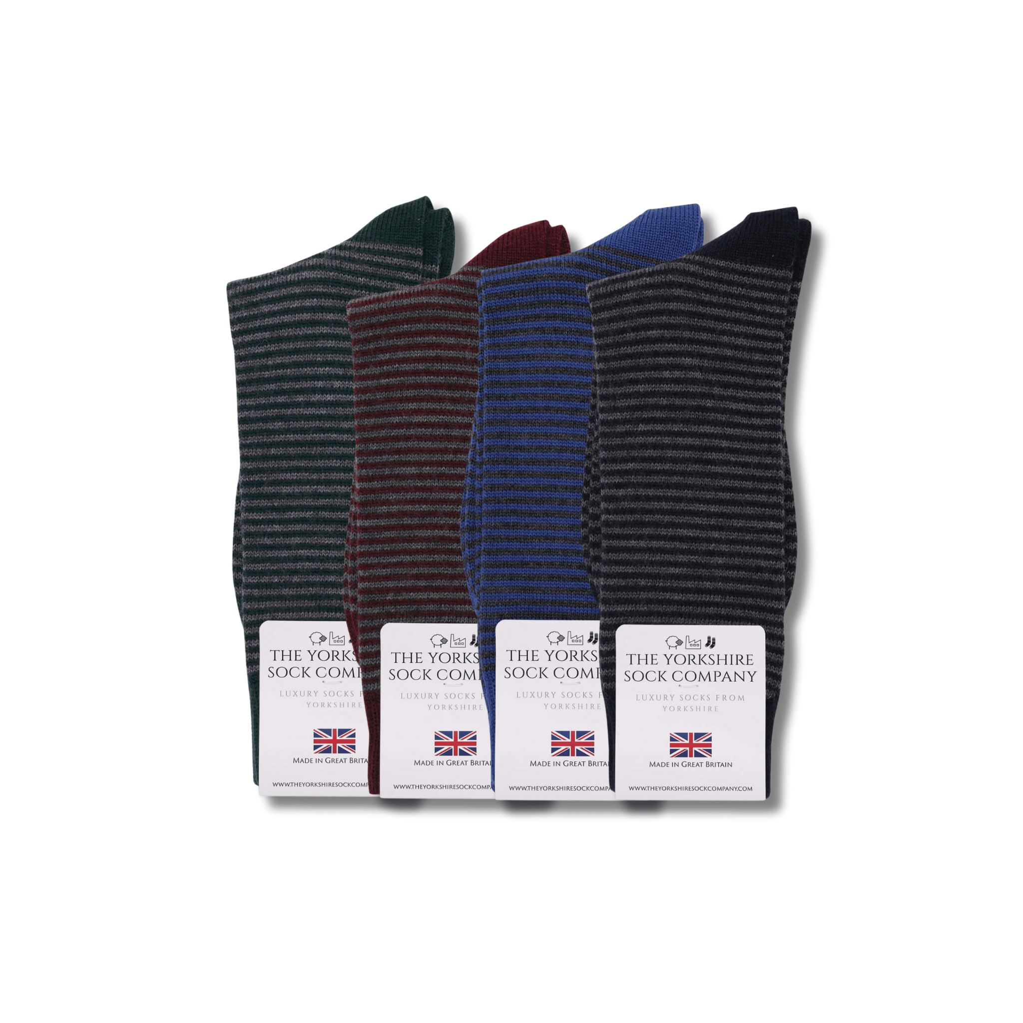 Harewood Fine Stripe Luxury Merino Everyday Socks - 4 Pair Bundle (2)
