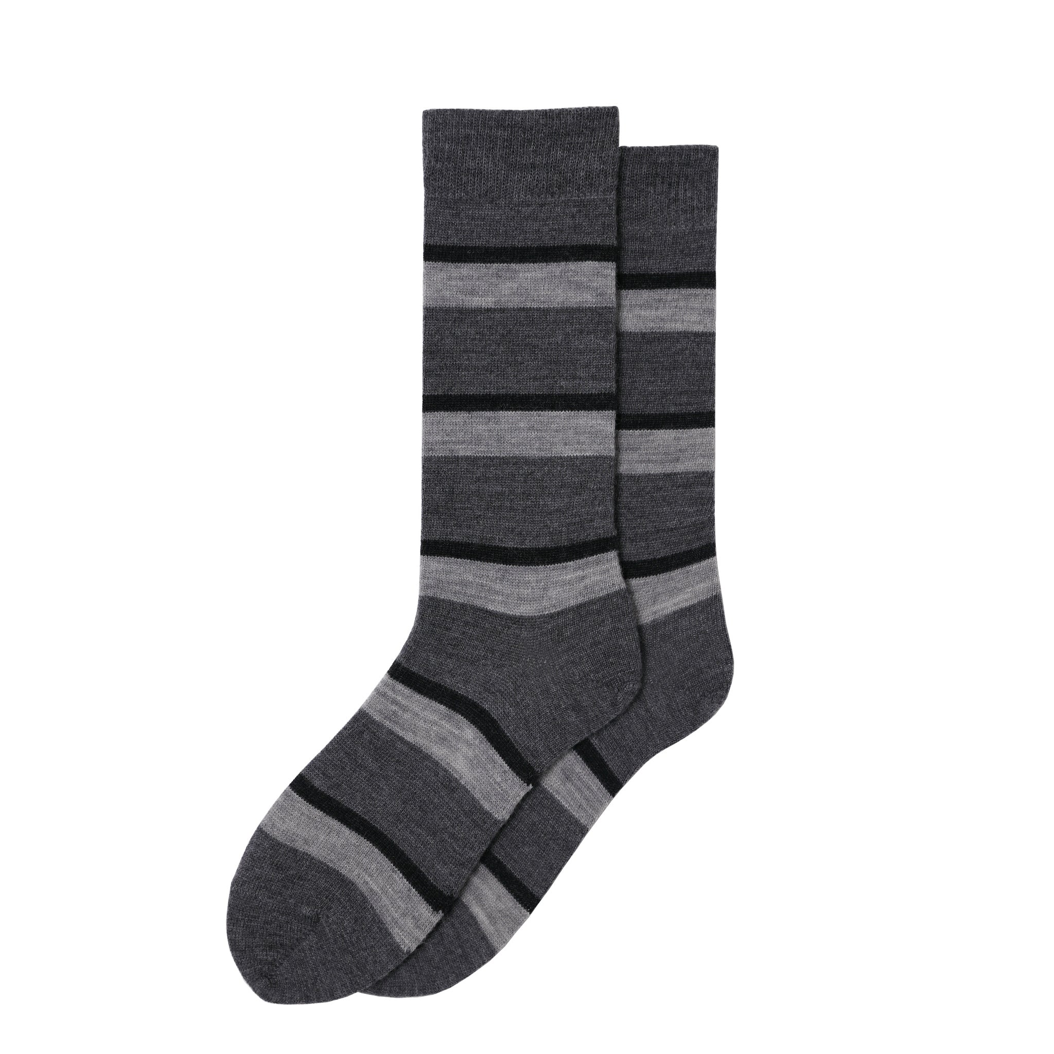 Harlow Luxury Merino Wool Socks Black Grey Lime Stripe The